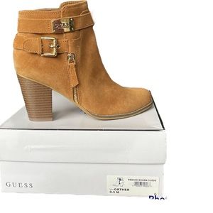 Guess Womens Gather Suede Ankle Bootie Brown Size 8.5